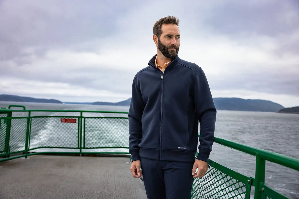 Cutter & Buck Bck01281 Roam Eco Recycled Full Zip Mens Big Tall Jacket - Navy Blue