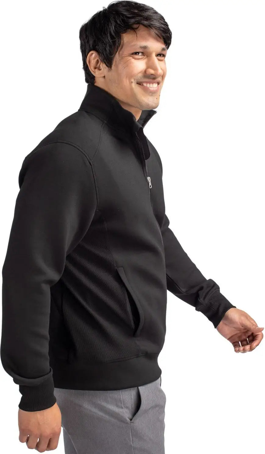Cutter & Buck Bck01281 Roam Eco Recycled Full Zip Mens Big Tall Jacket - Black