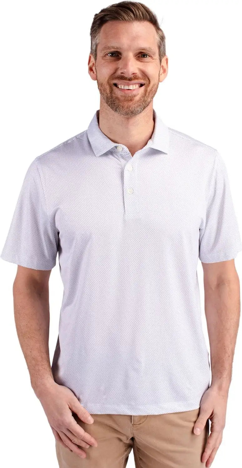 Cutter & Buck Bck01284 Pike Eco Symmetry Print Stretch Recycled Mens Big Tall Polo - White Polished - White/polished