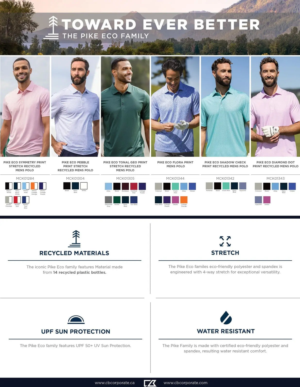 Cutter & Buck Bck01284 Pike Eco Symmetry Print Stretch Recycled Mens Big Tall Polo - Black White