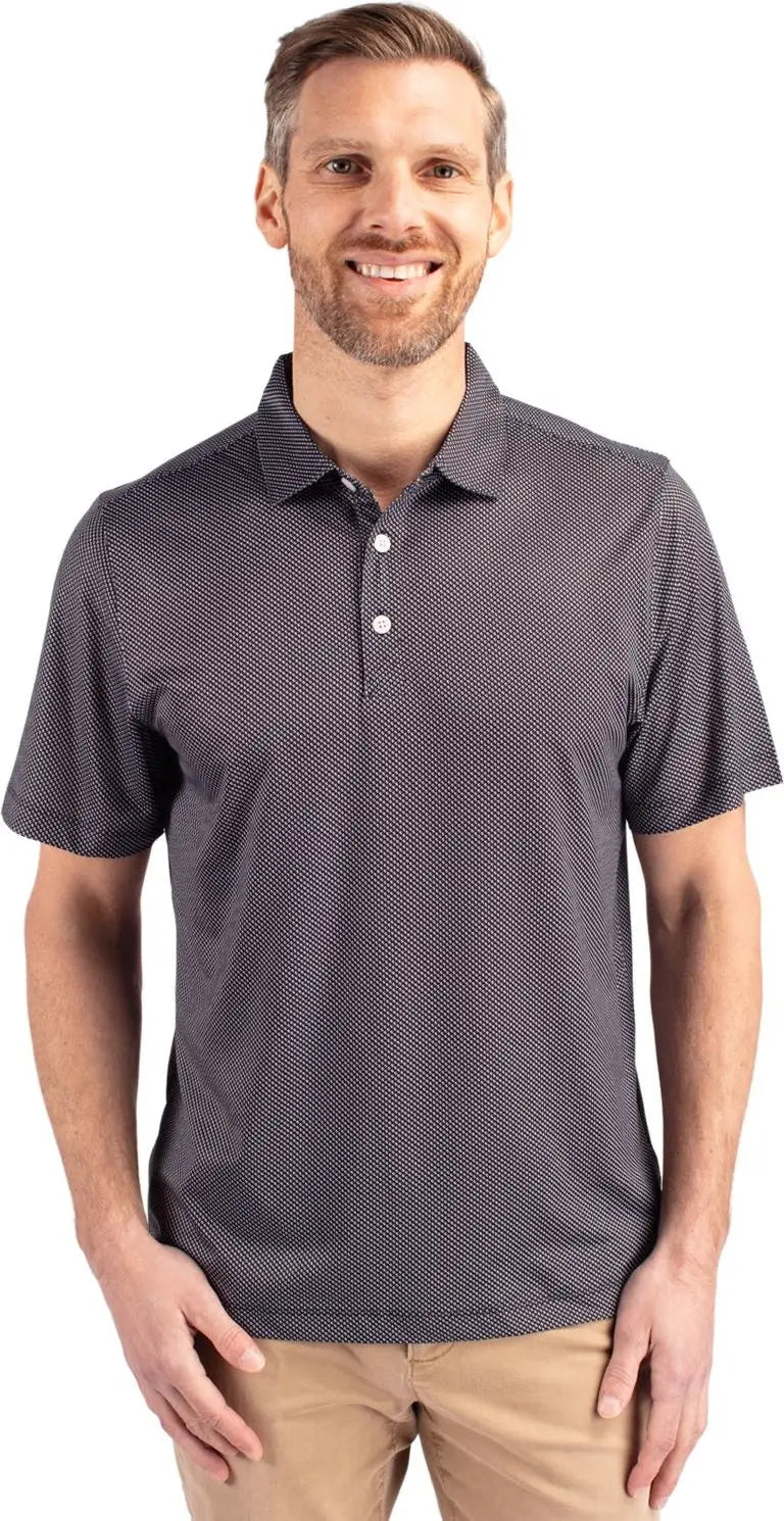 Cutter & Buck Bck01284 Pike Eco Symmetry Print Stretch Recycled Mens Big Tall Polo - Black White - Black/white / Adult