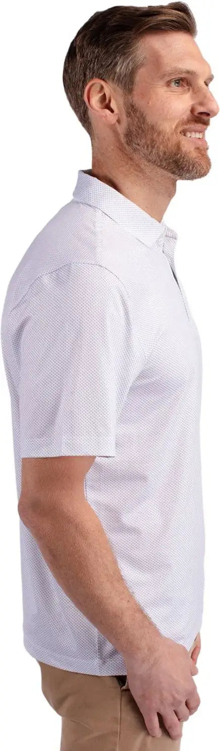 Cutter & Buck Bck01284 Pike Eco Symmetry Print Stretch Recycled Mens Big Tall Polo - White Polished