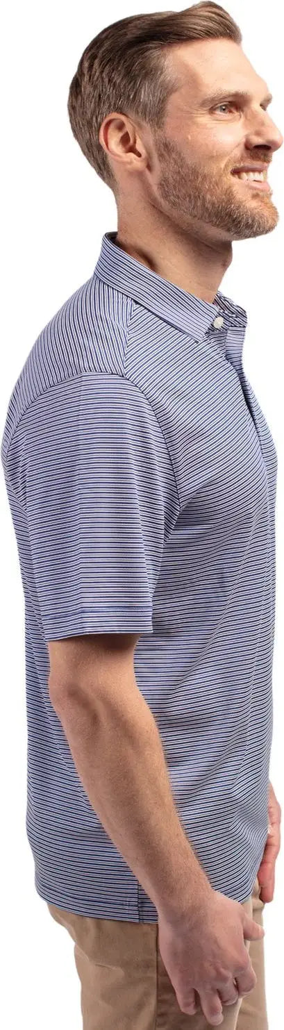Cutter & Buck Bck01302 Forge Eco Double Stripe Stretch Recycled Mens Big &tall Polo Tall - Tour Blue White