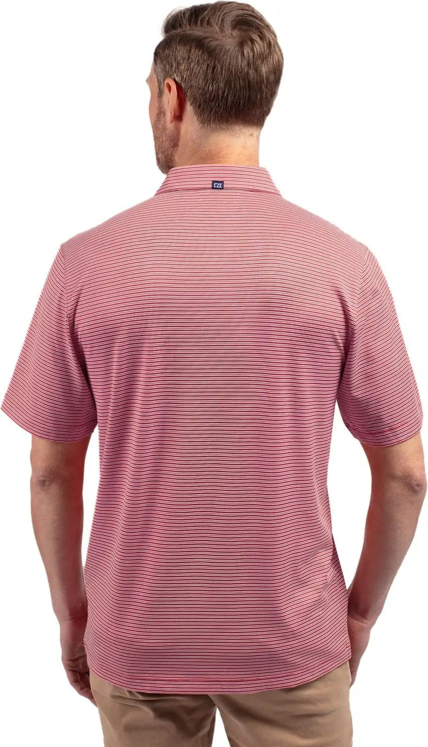 Cutter & Buck Bck01302 Forge Eco Double Stripe Stretch Recycled Mens Big &tall Polo Tall - Cardinal Red White