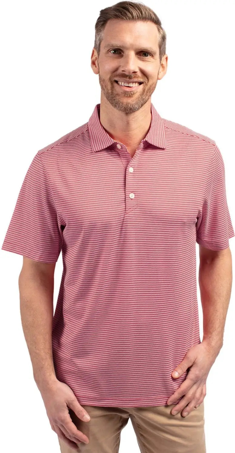 Cutter & Buck Bck01302 Forge Eco Double Stripe Stretch Recycled Mens Big &tall Polo Tall - Cardinal Red White