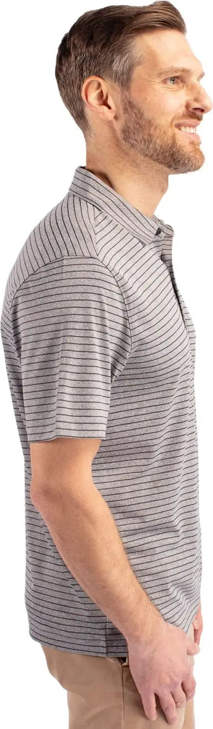 Cutter & Buck Bck01303 Forge Eco Heather Stripe Stretch Recycled Mens Big Tall Polo - Elemental Gray