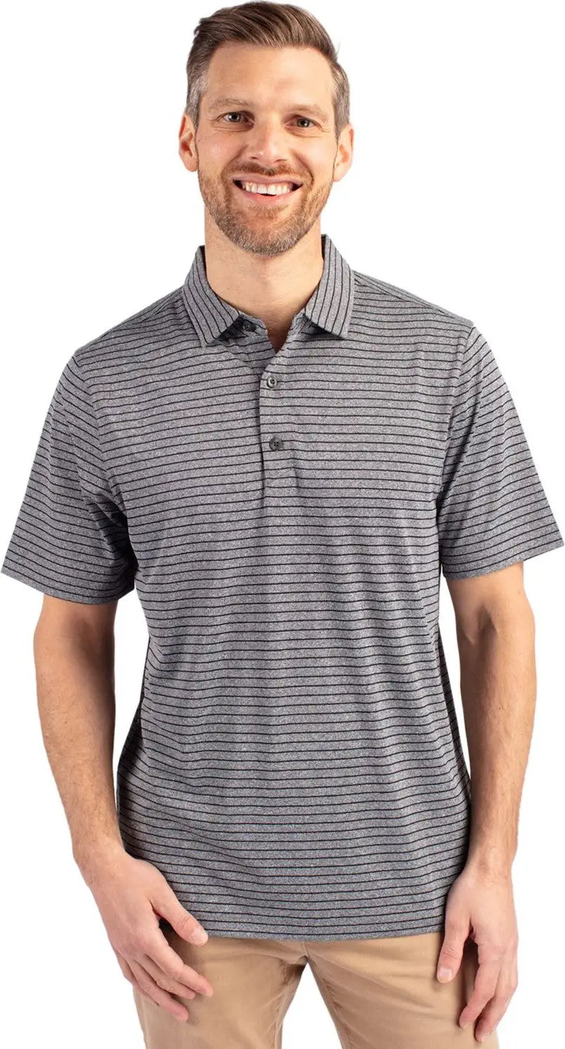 Cutter & Buck Bck01303 Forge Eco Heather Stripe Stretch Recycled Mens Big Tall Polo - Black - Adult Xl