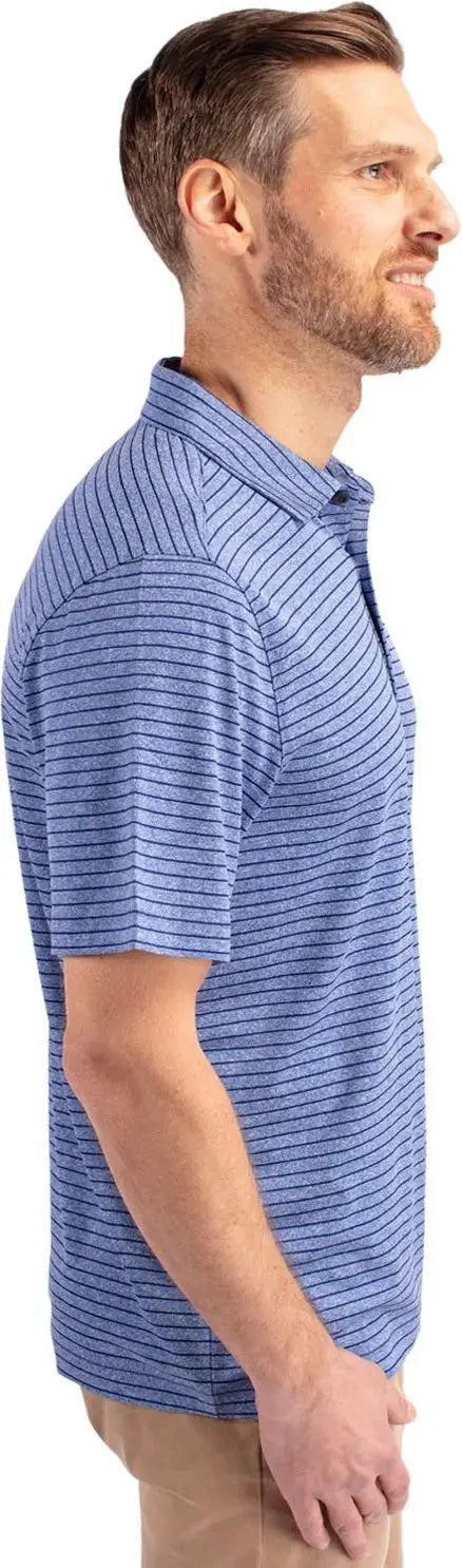 Cutter & Buck Bck01303 Forge Eco Heather Stripe Stretch Recycled Mens Big Tall Polo - Tour Blue