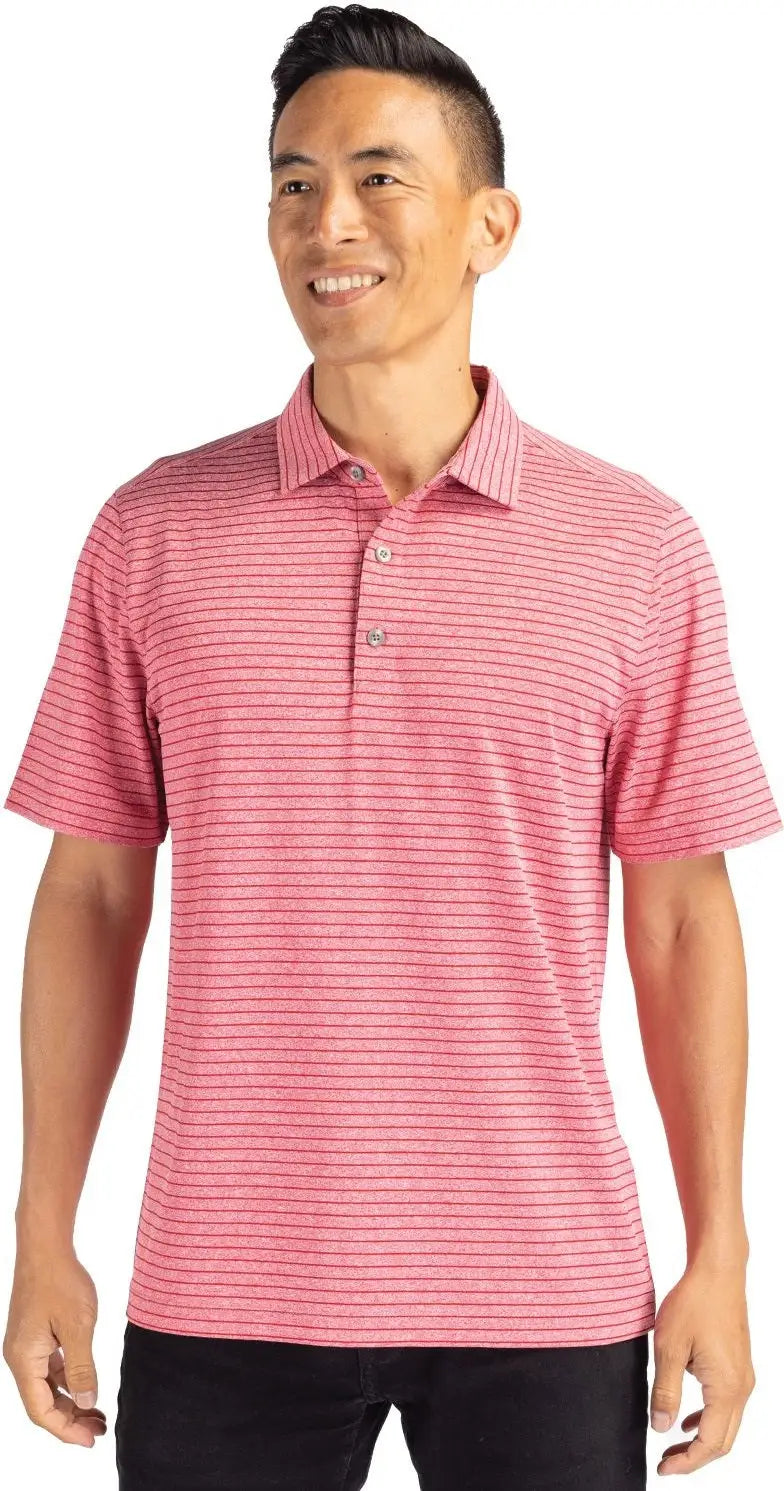 Cutter & Buck Bck01303 Forge Eco Heather Stripe Stretch Recycled Mens Big Tall Polo - Cardinal Red - Adult Xl