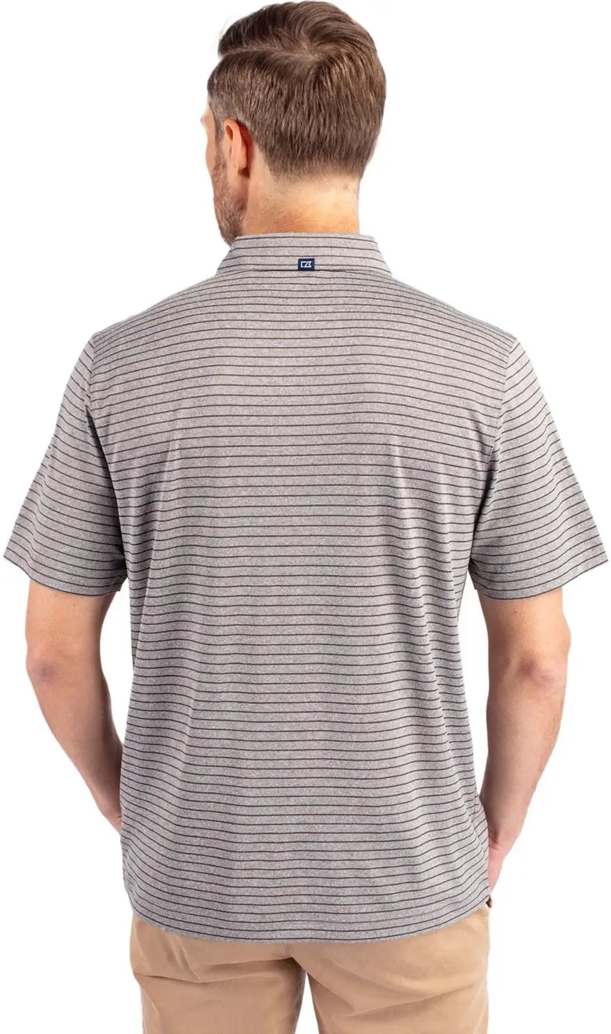 Cutter & Buck Bck01303 Forge Eco Heather Stripe Stretch Recycled Mens Big Tall Polo - Elemental Gray