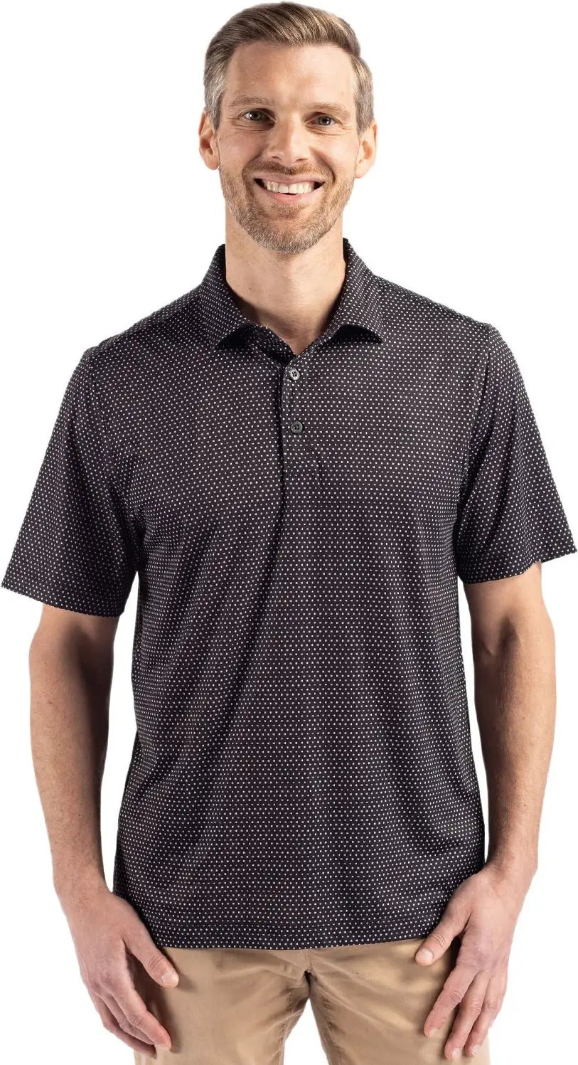 Cutter & Buck Bck01342 Pike Eco Shadow Check Print Recycled Mens Big Tall Polo - Black - Adult Xl