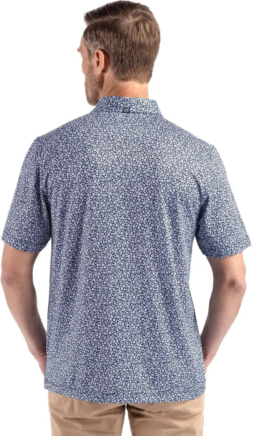 Cutter & Buck Bck01344 Pike Eco Flora Print Recycled Mens Big Tall Polo - Navy Blue