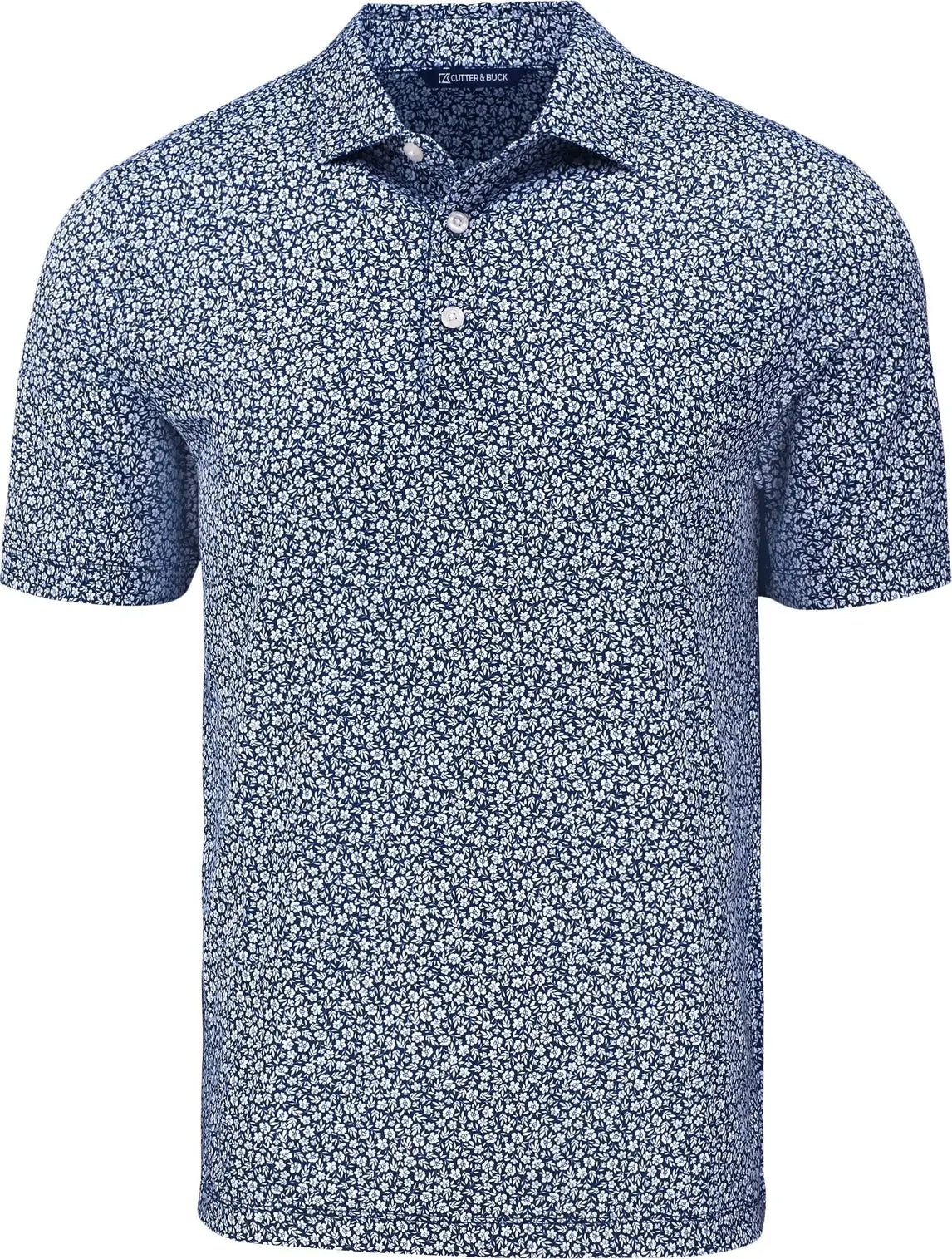 Cutter & Buck Bck01344 Pike Eco Flora Print Recycled Mens Big Tall Polo - Navy Blue