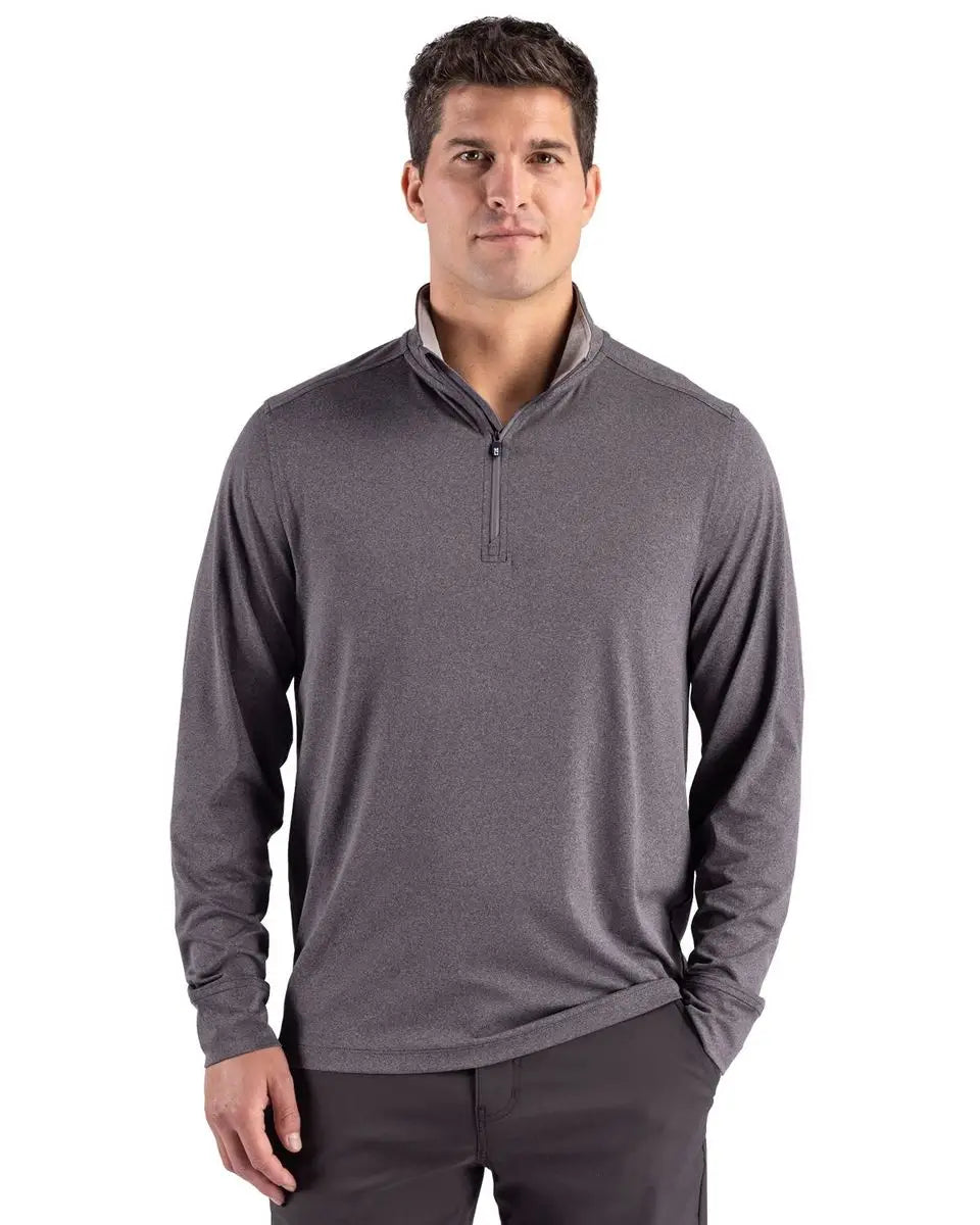 Cutter & Buck Bck01373 Forge Epic Confidence Recycled Mens Big Tall Quarter Zip - Dark Black Heather