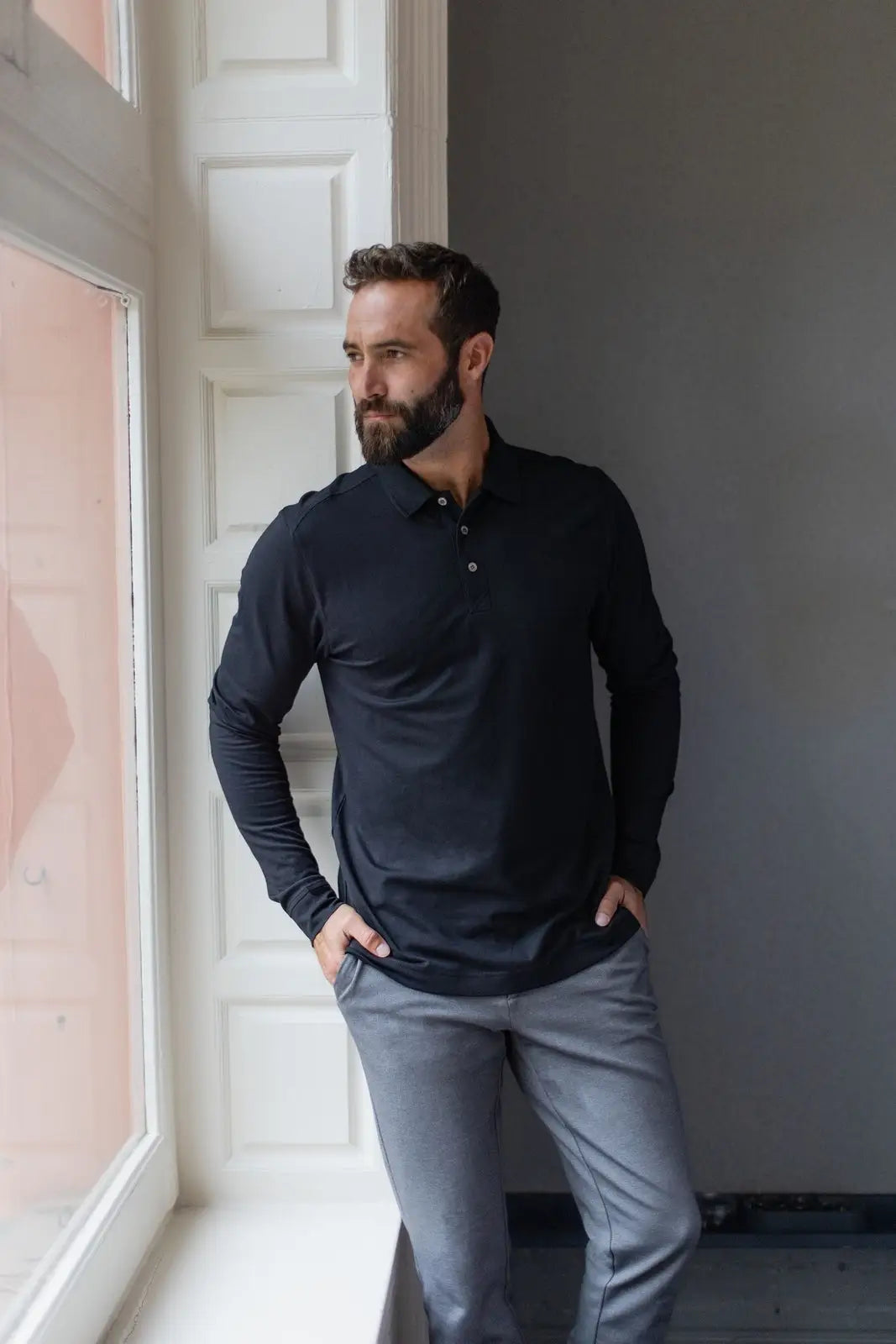 Cutter & Buck Bck09322 Advantage Eco Tri-blend Pique Mens Big and Tall Long Sleeve Polo - Black - Adult l