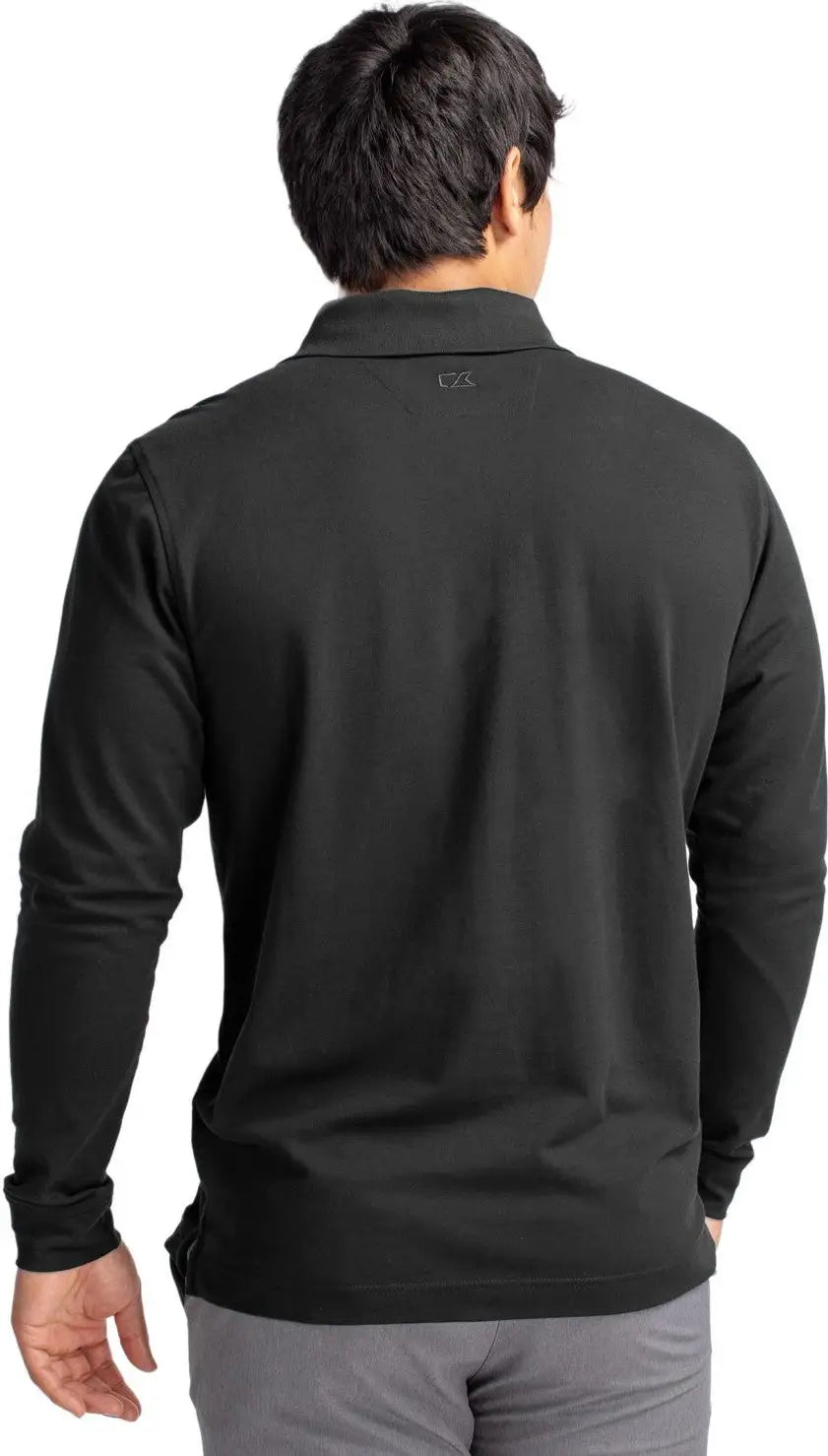 Cutter & Buck Bck09322 Advantage Eco Tri-blend Pique Mens Big and Tall Long Sleeve Polo - Black