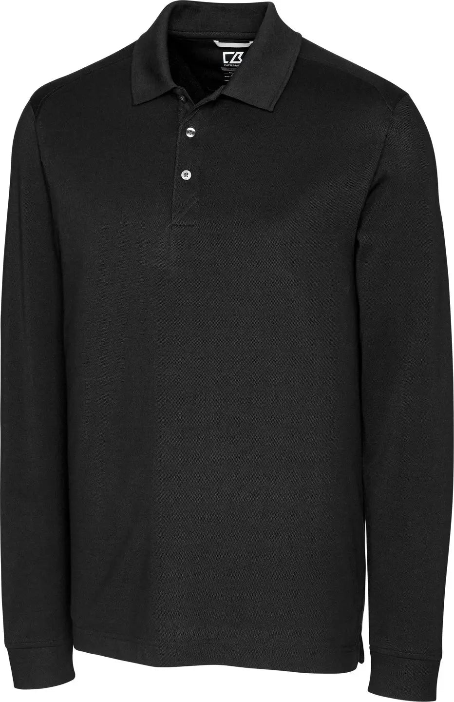 Cutter & Buck Bck09322 Advantage Eco Tri-blend Pique Mens Big and Tall Long Sleeve Polo - Black