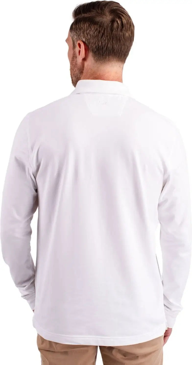 Cutter & Buck Bck09322 Advantage Eco Tri-blend Pique Mens Big and Tall Long Sleeve Polo - White