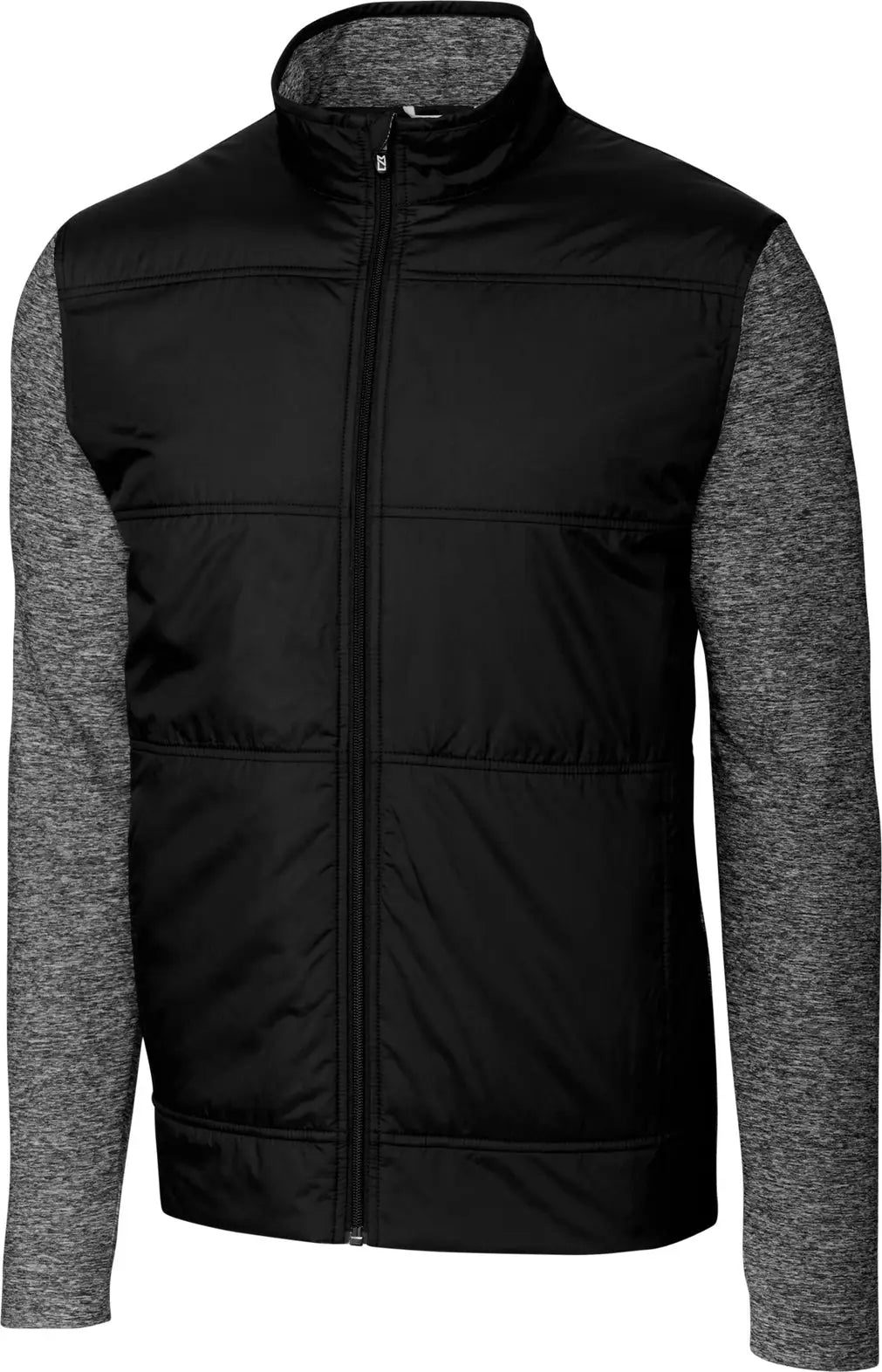 Cutter & Buck Bck09406 Stealth Hybrid Quilted Mens Big and Tall Full Zip Windbreaker Jacket - Black