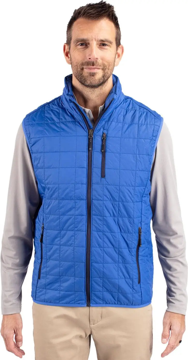 Cutter & Buck Bco00019 Rainier Primaloft® Mens Big and Tall Eco Insulated Full Zip Puffer Vest - Royal - Adult l