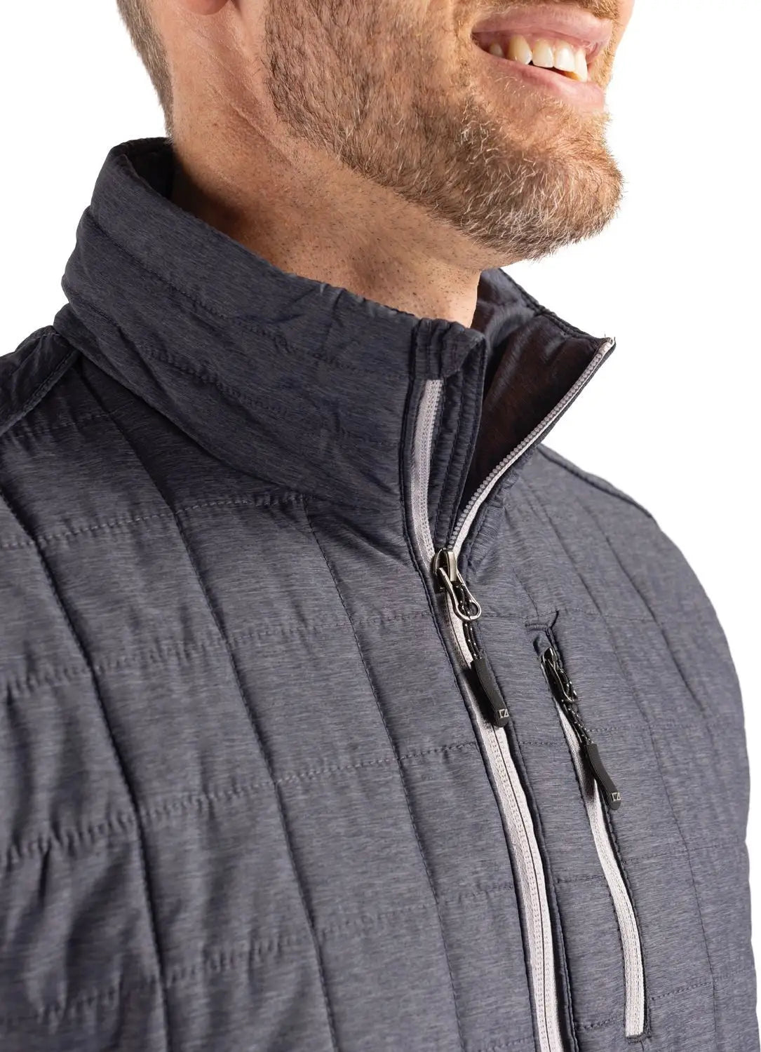Cutter & Buck Bco00019 Rainier Primaloft® Mens Big and Tall Eco Insulated Full Zip Puffer Vest - Anthracite Melange