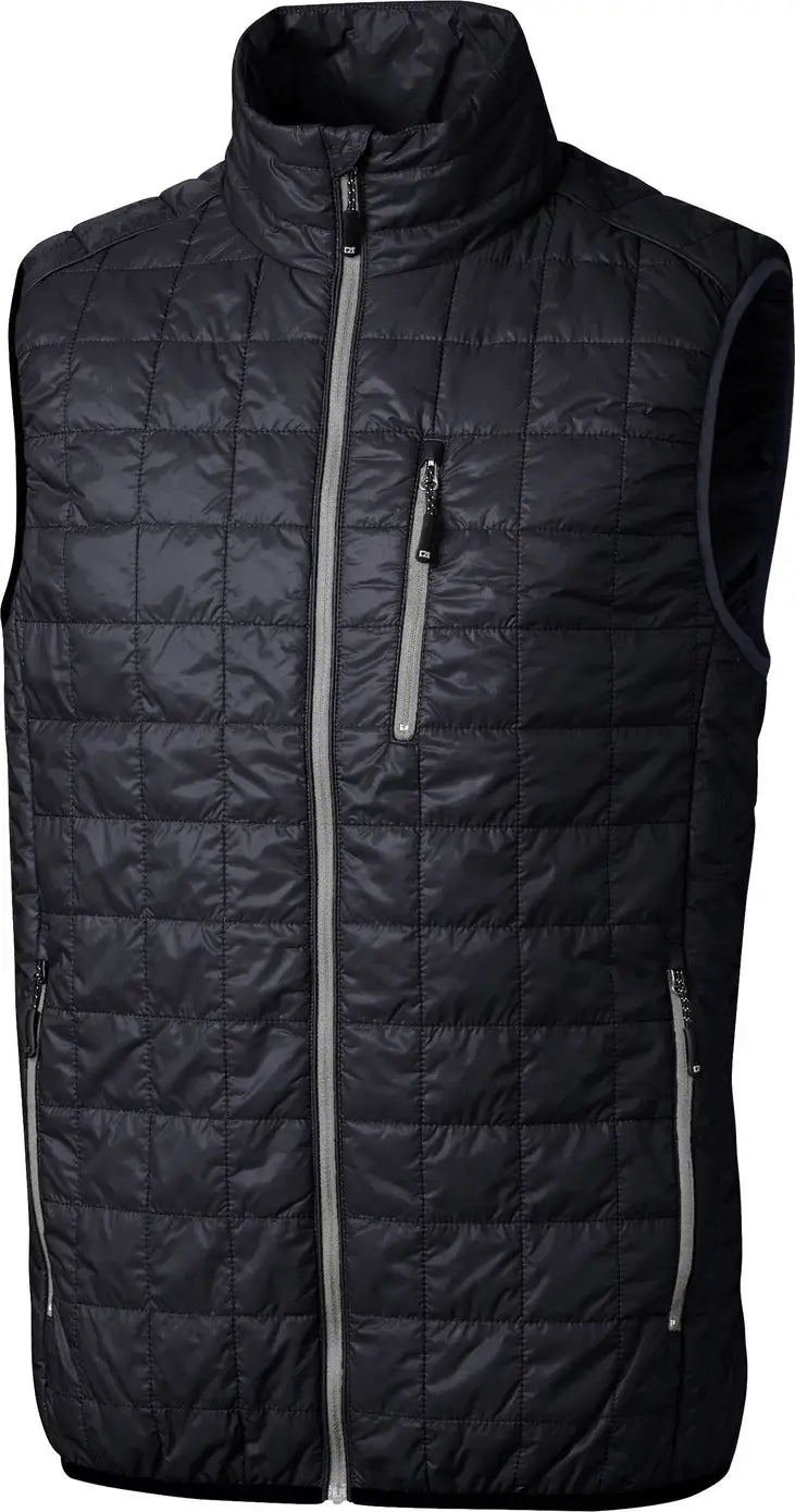 Cutter & Buck Bco00019 Rainier Primaloft® Mens Big and Tall Eco Insulated Full Zip Puffer Vest - Dark Navy Silver