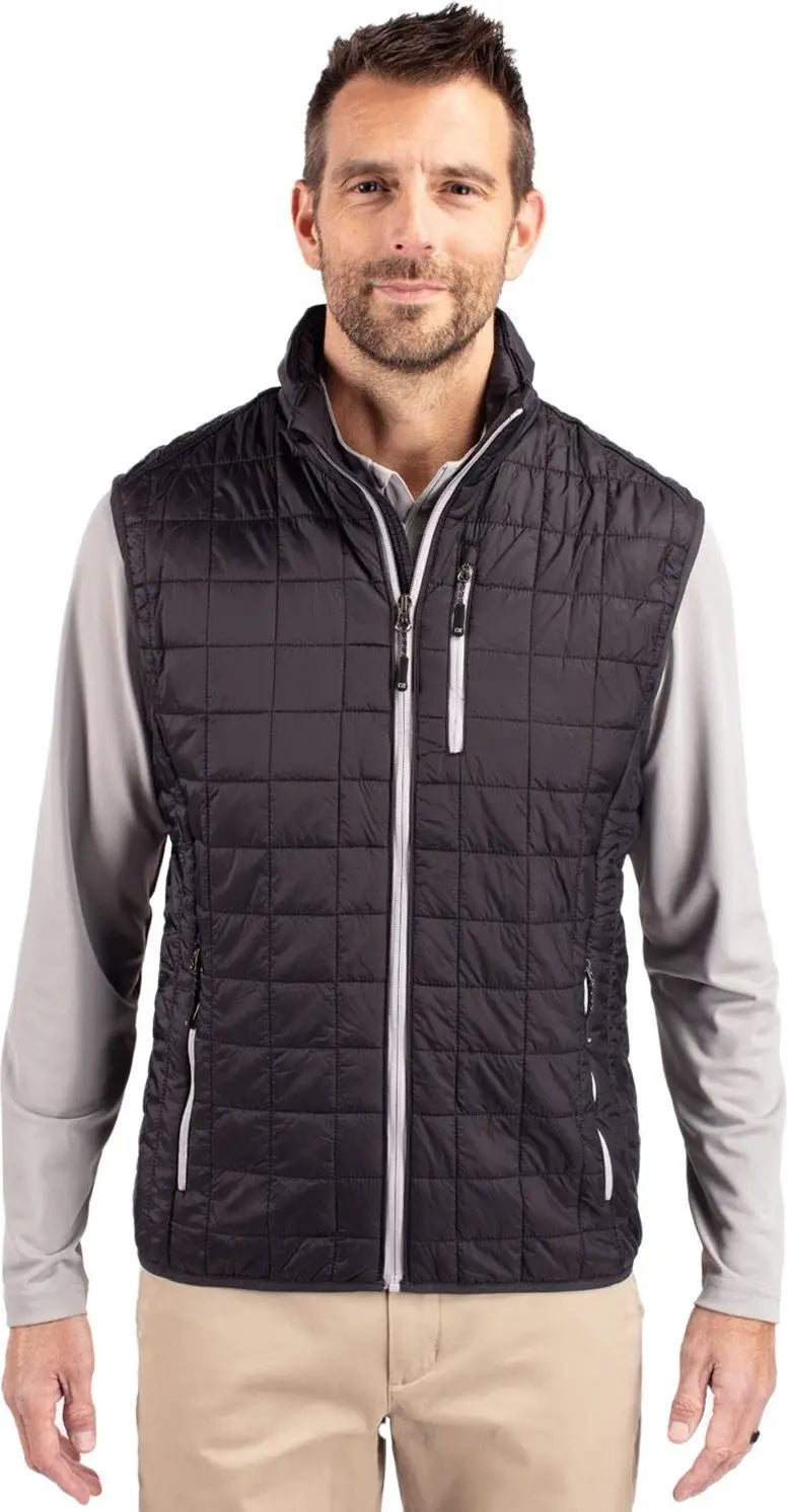 Cutter & Buck Bco00019 Rainier Primaloft® Mens Big and Tall Eco Insulated Full Zip Puffer Vest - Black