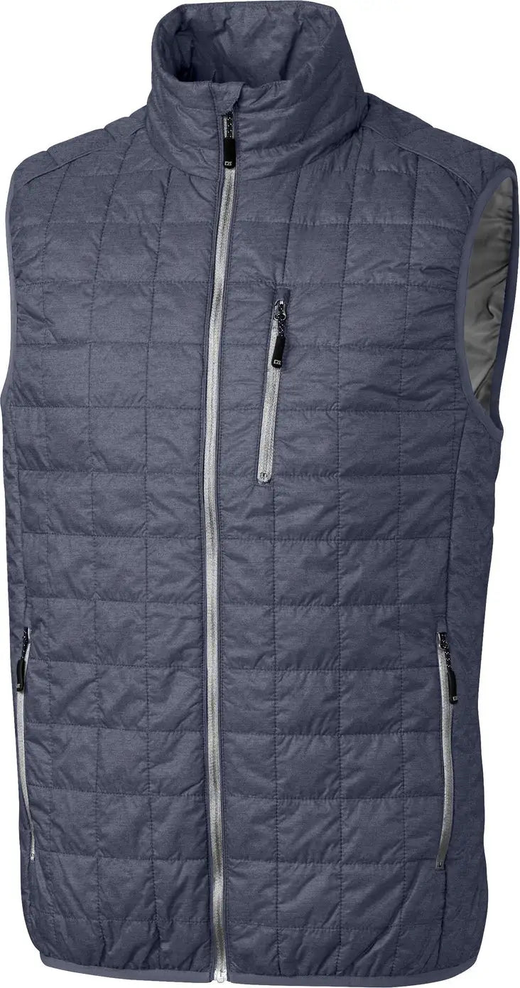 Cutter & Buck Bco00019 Rainier Primaloft® Mens Big and Tall Eco Insulated Full Zip Puffer Vest - Anthracite Melange