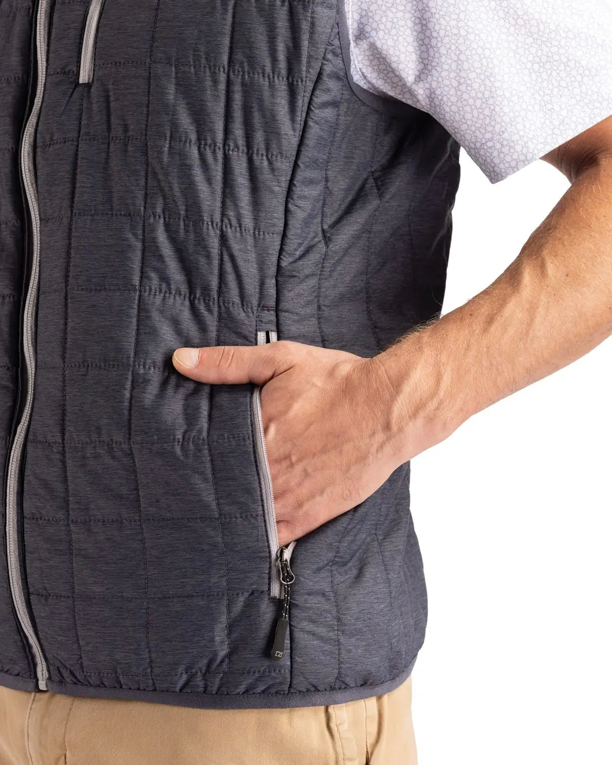 Cutter & Buck Bco00019 Rainier Primaloft® Mens Big and Tall Eco Insulated Full Zip Puffer Vest - Anthracite Melange