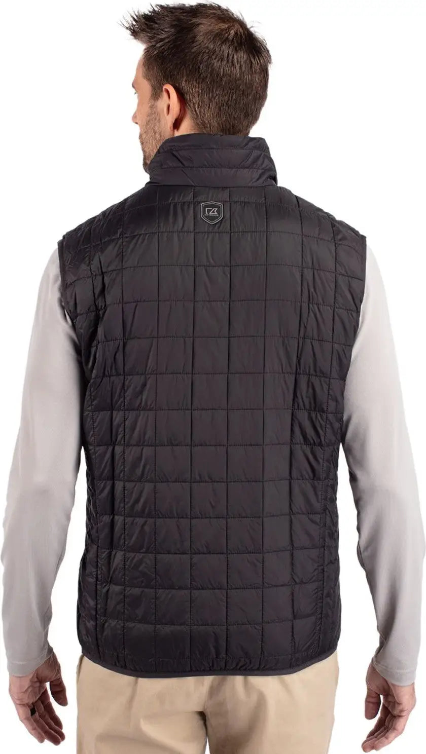 Cutter & Buck Bco00019 Rainier Primaloft® Mens Big and Tall Eco Insulated Full Zip Puffer Vest - Black