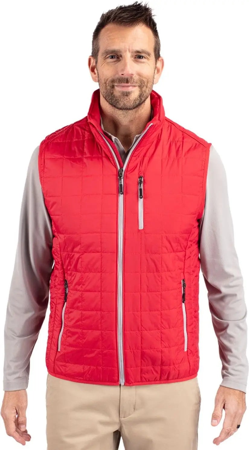 Cutter & Buck Bco00019 Rainier Primaloft® Mens Big and Tall Eco Insulated Full Zip Puffer Vest - Red - Adult Xl