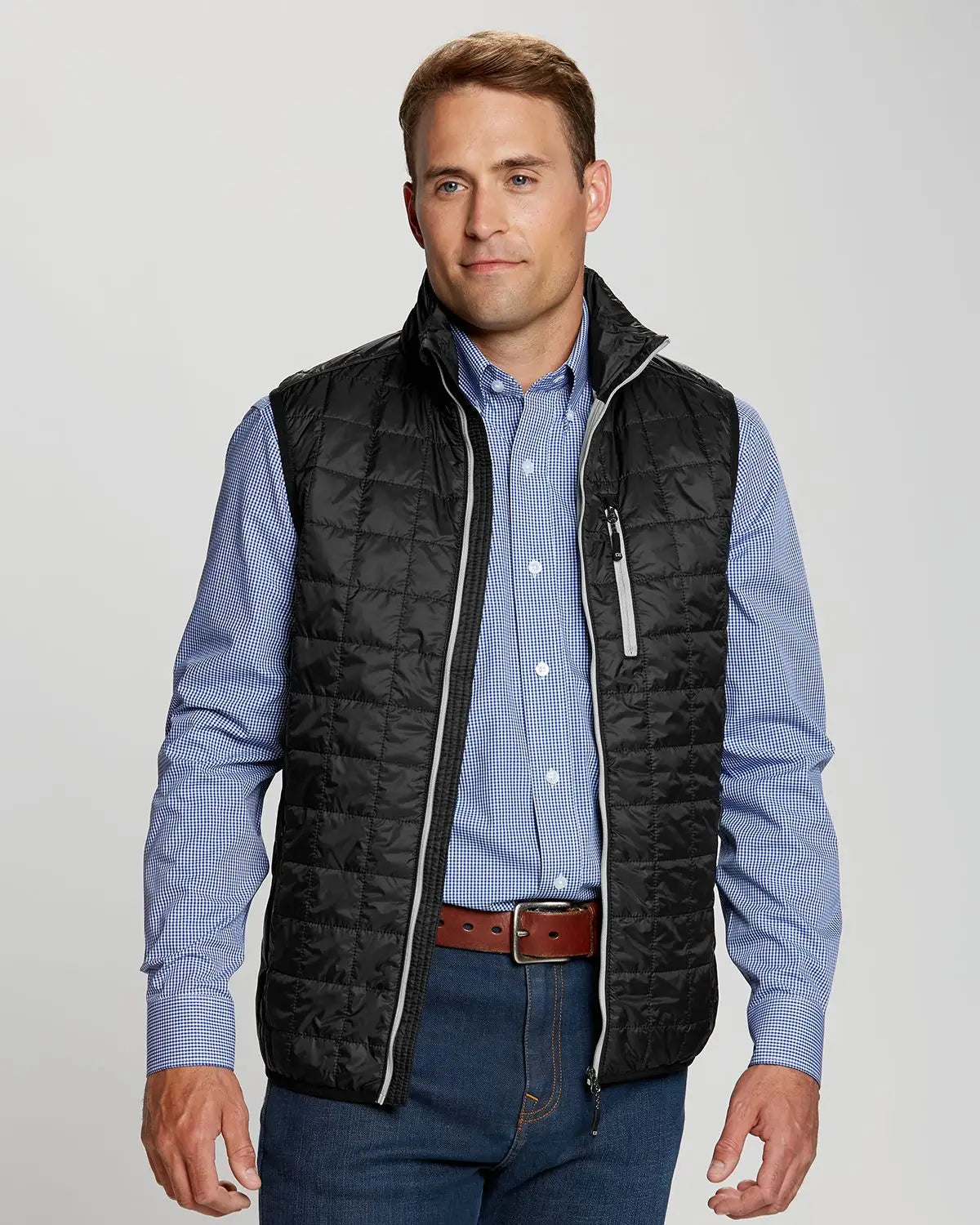 Cutter & Buck Bco00019 Rainier Primaloft® Mens Big and Tall Eco Insulated Full Zip Puffer Vest - Black - Adult l