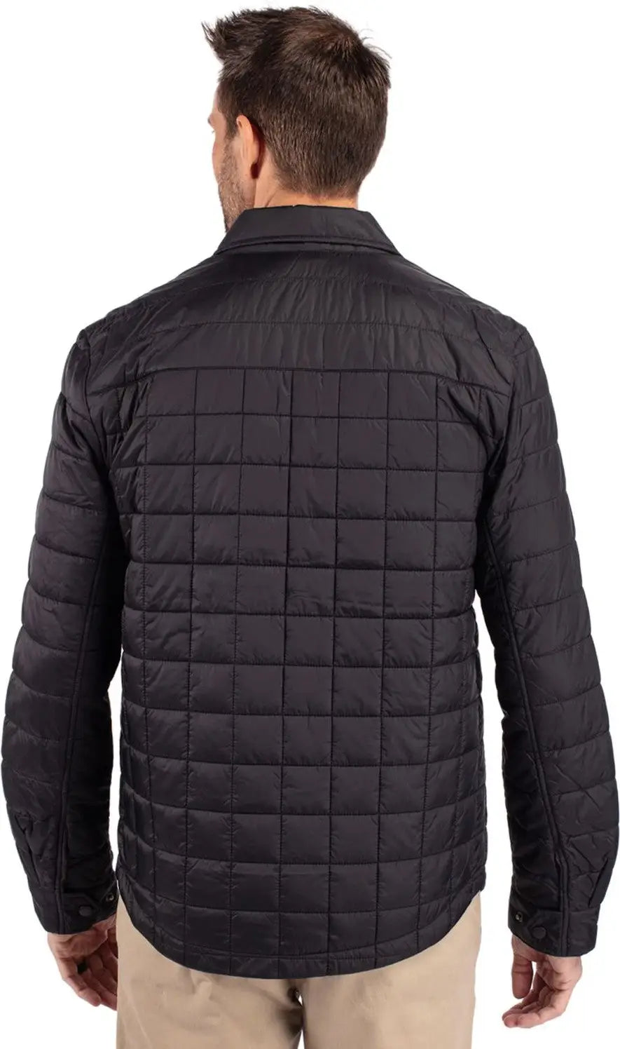 Cutter & Buck Bco00032 Rainier Primaloft® Mens Big and Tall Eco Insulated Quilted Shirt Jacket - Black