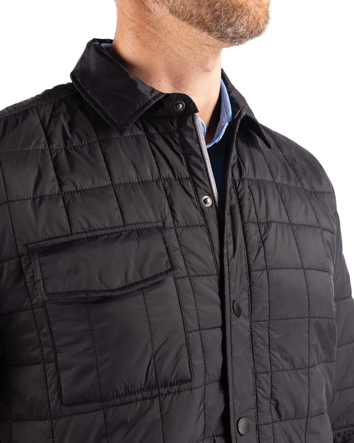 Cutter & Buck Bco00032 Rainier Primaloft® Mens Big and Tall Eco Insulated Quilted Shirt Jacket - Black