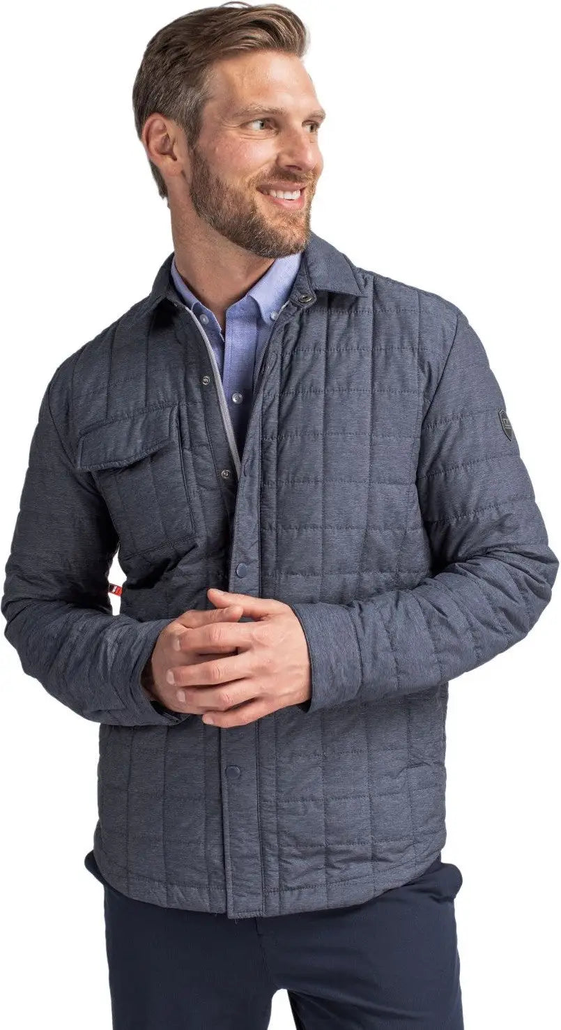 Cutter & Buck Bco00032 Rainier Primaloft® Mens Big and Tall Eco Insulated Quilted Shirt Jacket - Anthracite Melange