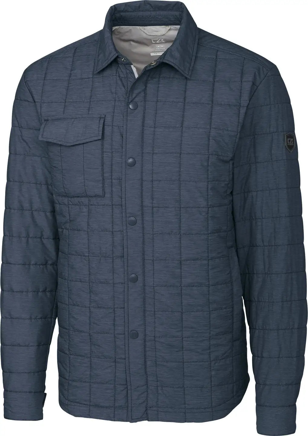 Cutter & Buck Bco00032 Rainier Primaloft® Mens Big and Tall Eco Insulated Quilted Shirt Jacket - Anthracite Melange