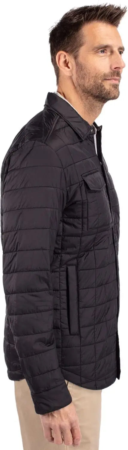 Cutter & Buck Bco00032 Rainier Primaloft® Mens Big and Tall Eco Insulated Quilted Shirt Jacket - Black