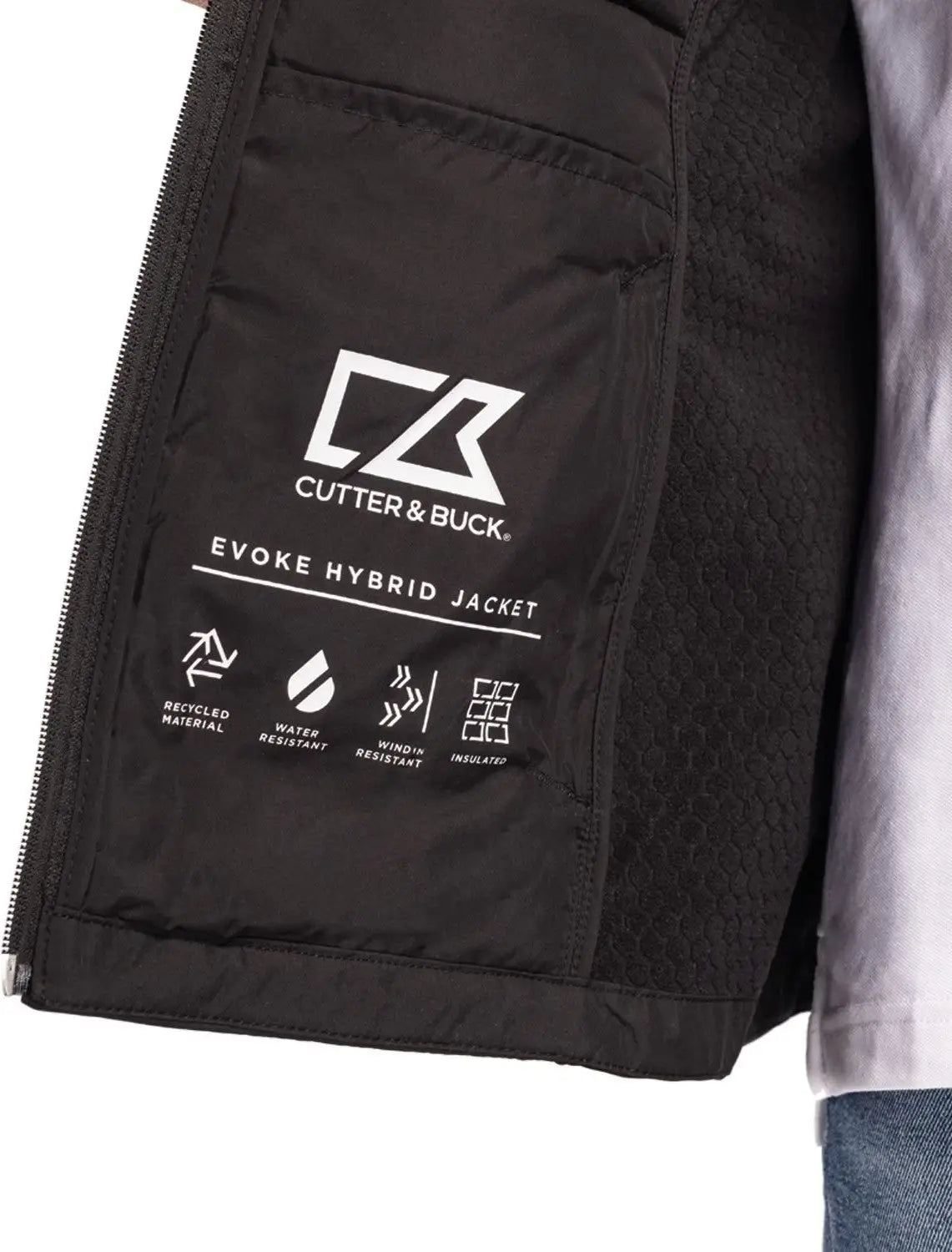 Cutter & Buck Bco00077 Evoke Hybrid Eco Softshell Recycled Full Zip Mens Big Tall Hooded Jacket - Black