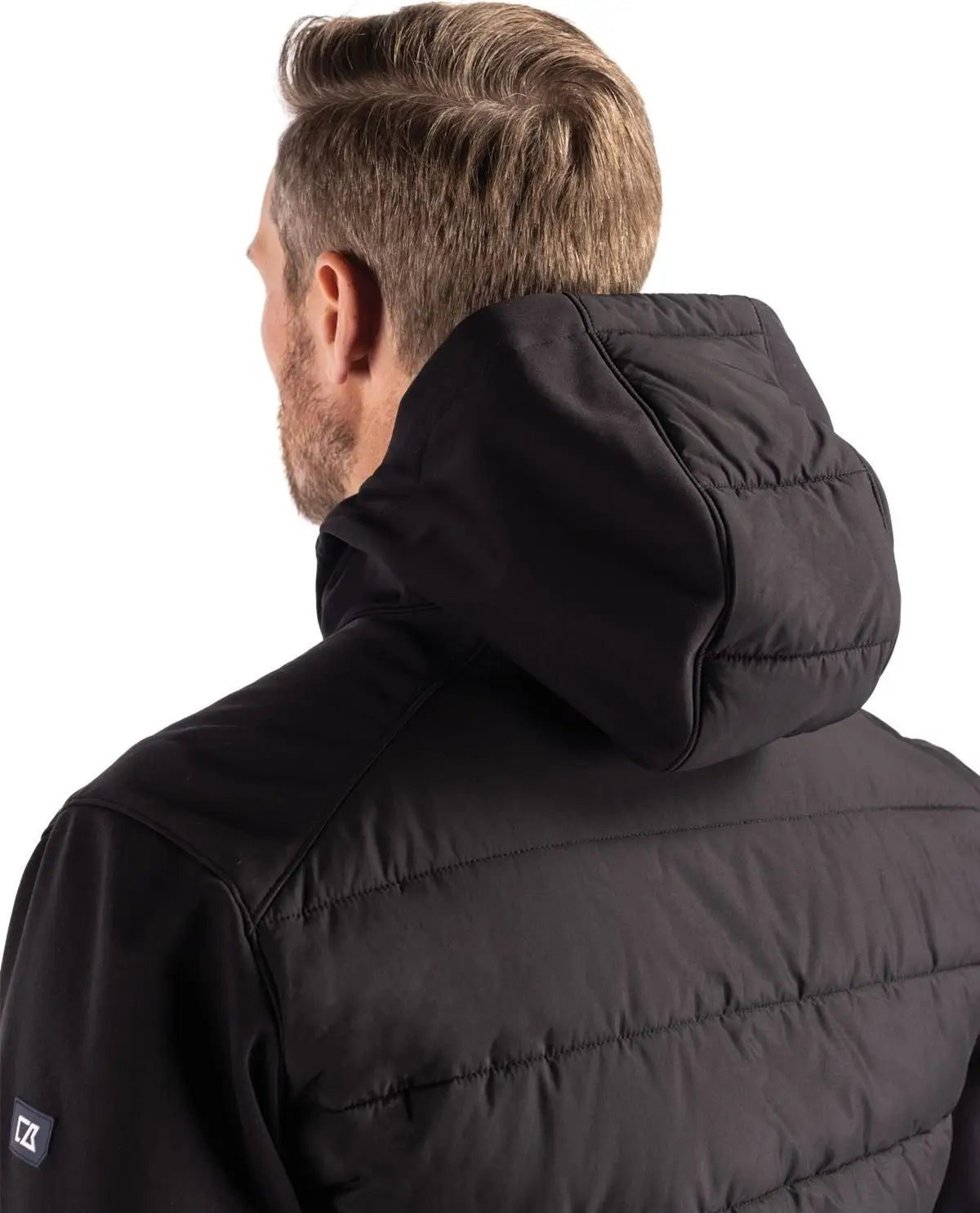Cutter & Buck Bco00077 Evoke Hybrid Eco Softshell Recycled Full Zip Mens Big Tall Hooded Jacket - Black