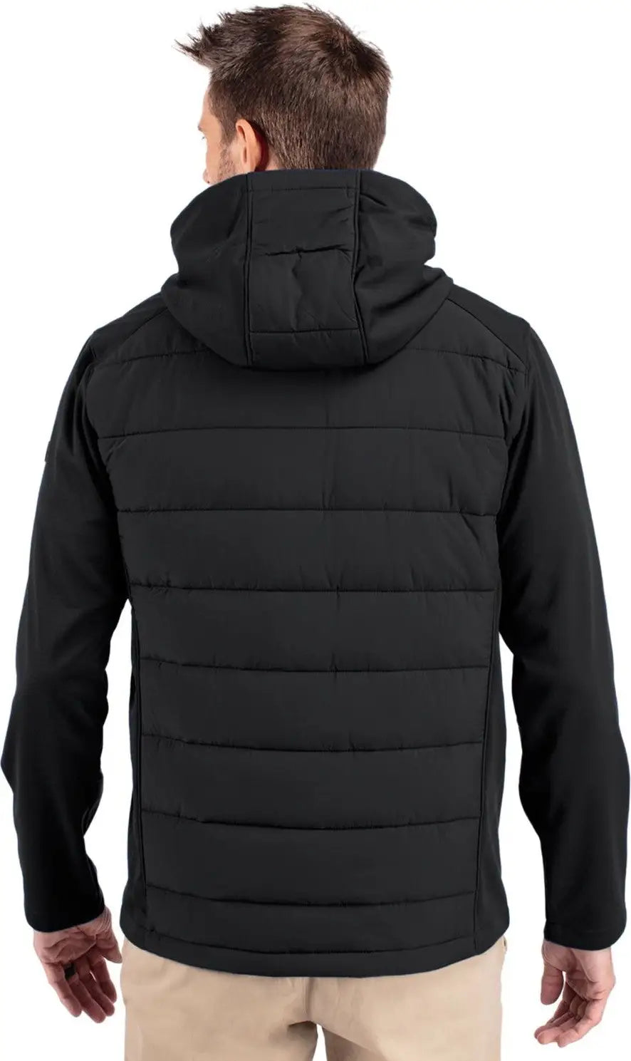 Cutter & Buck Bco00077 Evoke Hybrid Eco Softshell Recycled Full Zip Mens Big Tall Hooded Jacket - Black