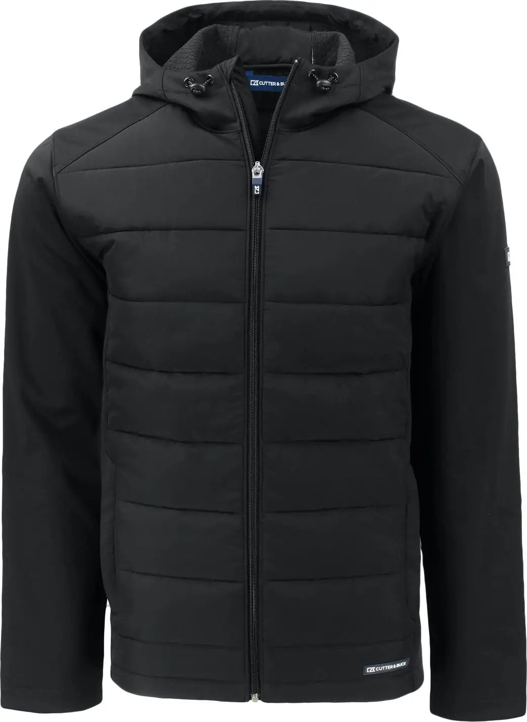 Cutter & Buck Bco00077 Evoke Hybrid Eco Softshell Recycled Full Zip Mens Big Tall Hooded Jacket - Black