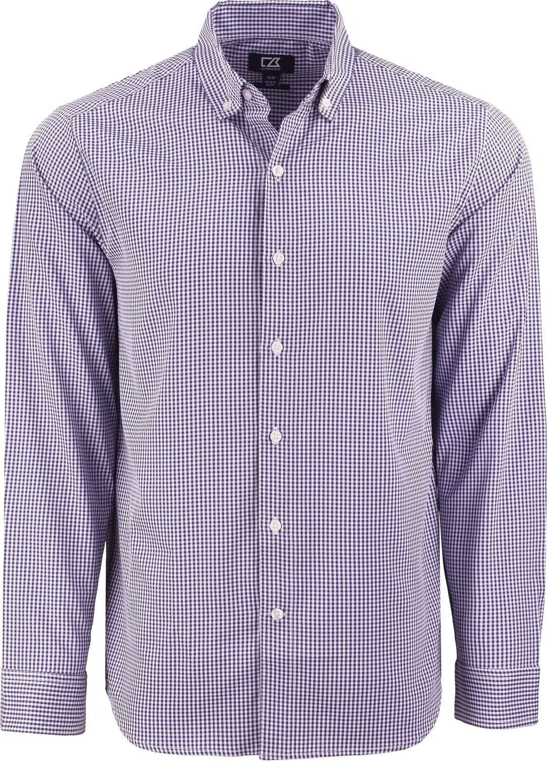 Cutter & Buck Bcw00236 Skyline Epic Confidence Recycled Gingham Mens Big Tall Long Sleeve Dress Shirt - College Purple