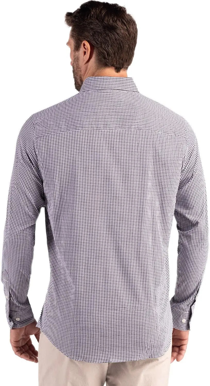 Cutter & Buck Bcw00236 Skyline Epic Confidence Recycled Gingham Mens Big Tall Long Sleeve Dress Shirt - Black White