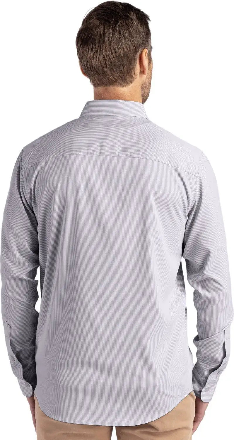 Cutter & Buck Bcw00237 Skyline Epic Confidence Recycled Pinstripe Mens Big Tall Long Sleeve Dress Shirt - Elemental