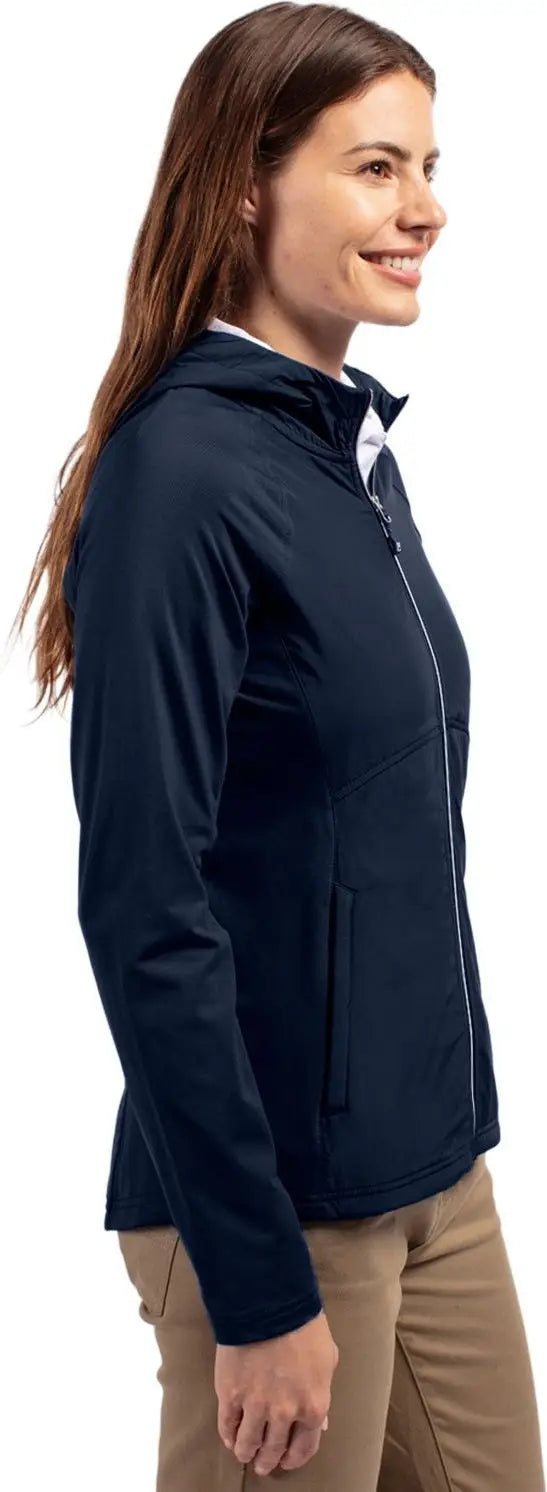 Cutter & Buck Lcc00008 Adapt Eco Knit Hybrid Recycled Womens Full Zip Jacket - Navy Blue
