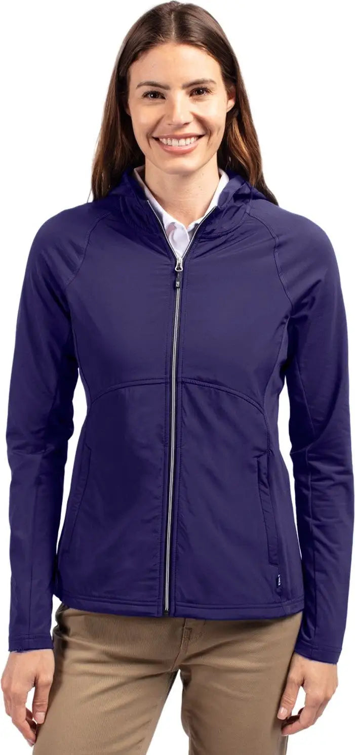 Cutter & Buck Lcc00008 Adapt Eco Knit Hybrid Recycled Womens Full Zip Jacket - College Purple - Ladies Xs