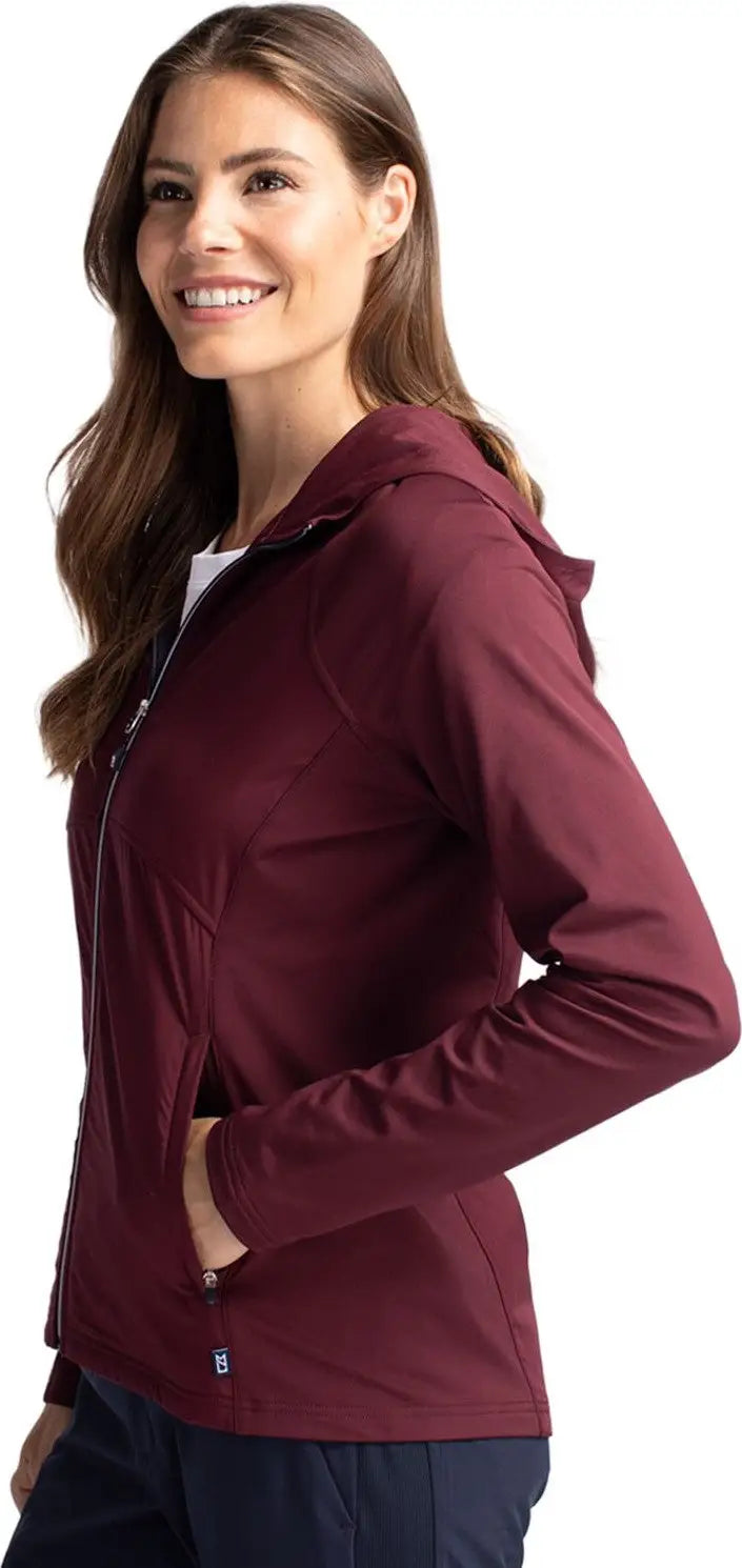 Cutter & Buck Lcc00008 Adapt Eco Knit Hybrid Recycled Womens Full Zip Jacket - Bordeaux