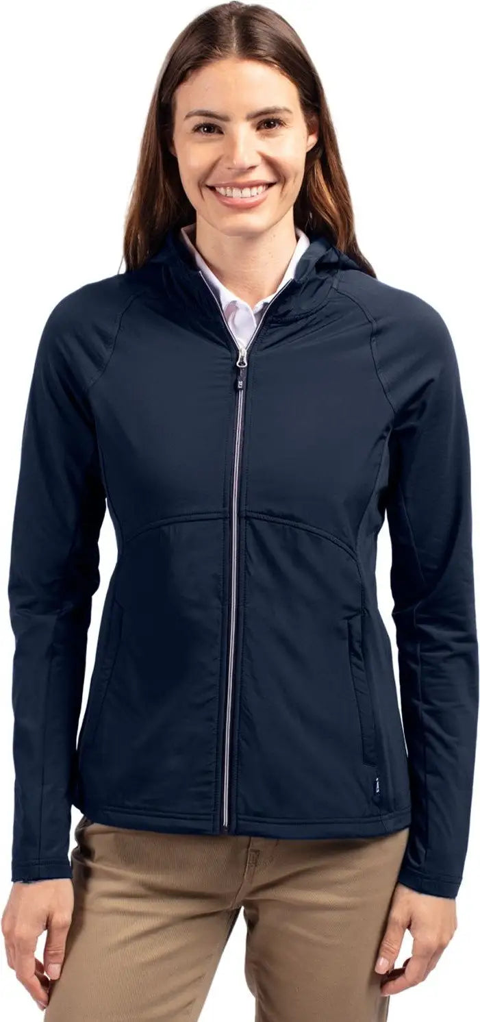 Cutter & Buck Lcc00008 Adapt Eco Knit Hybrid Recycled Womens Full Zip Jacket - Navy Blue - Ladies Xs