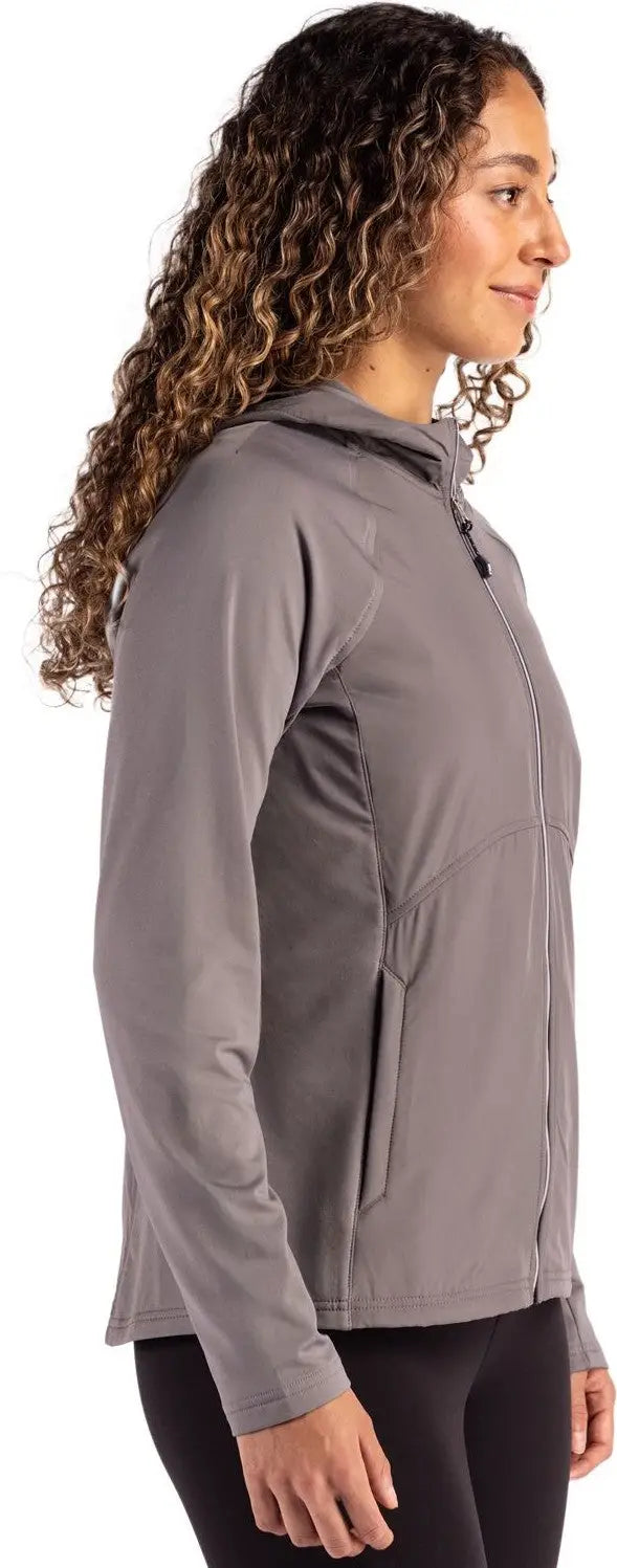 Cutter & Buck Lcc00008 Adapt Eco Knit Hybrid Recycled Womens Full Zip Jacket - Elemental Gray