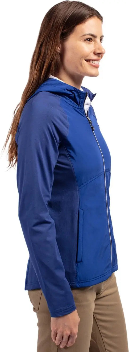 Cutter & Buck Lcc00008 Adapt Eco Knit Hybrid Recycled Womens Full Zip Jacket - Tour Blue